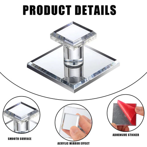 10 Pack Stick On Clear Beveled Acrylic Mirror Cabinet Knobs Pull Handles Square One Point Seven Five Inch Adhesive For Cabinets