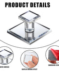 No Drill Adhesive Mirror Cabinet Handles Set 6 Clear Beveled Acrylic Pull Knobs For Cabinets Wardrobes Drawers And Doors Easy Snap On Sleek Square 1.75 Inch Modern Kitchen Bathroom Decor close-up of square clear acrylic knob with adhesive backing