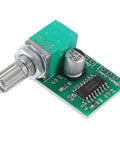 Front view of Dual Channel 5V Mini PAM8403 Audio Amplifier Module with potentiometer for DIY projects, featuring 3W plus 3W stereo power.