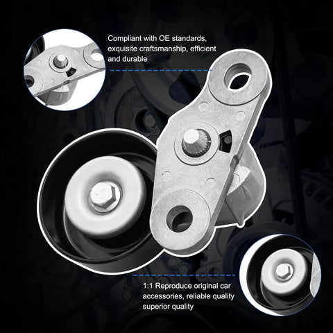 Serpentine Drive Belt Tensioner Kit For 1999-2008 Chevy Silverado Tahoe Suburban Avalanche Express GMC Sierra Yukon Savana Escalade OE Replacement With 38159 19311139 ACK040378HD Heavy Duty DIY Friendly Fit, detailed component view.