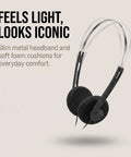 Retro On Ear Wired Headphones Two Pack Featuring Lightweight Portable Comfort And Smooth Adjustable Headband, slim design with metal headband and soft pads.