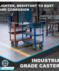 Industrial carts with Heavy Duty Casters 8 Inch By 2 Inch, Aluminum Core, Polyurethane Tread, non-marking in a warehouse
