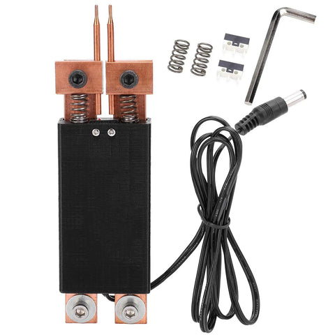 Top Tier Automatic Spot Welding Pen Handheld Battery Pack Tool With Japanese Concentric Ball Point Needles And Double Springs Brass Tip, showing construction and connections.
