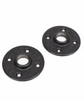 Straight Up Heavy Duty Black Pipe Flange Fitting Set For Wall Mount Towel Bar, Vintage Rustic Farmhouse Decor, Built Like A Tank Malleable Iron DIY Threaded Holder, 2 Pack. Black iron flanges with threaded holes.
