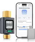 Smart Water Flow Meter With Backlit Screen, 2.4GHz WiFi And Bluetooth, Real Time Usage, Flow Rate And History, Smart Life App Remote Water Monitoring For Home Efficiency And Conservation, with brass fittings