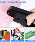 Heavy Duty Metal Slot Hole Punch Handheld Paper Punch for ID Cards and PVC Cards in use punching pink paper