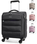 Black Underseat Carry On Luggage With Wheels Lightweight Soft Travel Bag With PVC Wet Dry Pockets Personal Item Suitcase