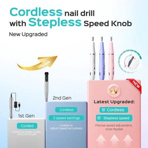 Cordless Electric Nail Drill With Stepless Speed Knob, Portable Rechargeable Nail Drill Machine comparison chart and features
