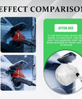 Heavy Duty Transparent EV Charger Port Cover With Slick Magnetic Closure showing before and after protection from rain and snow.