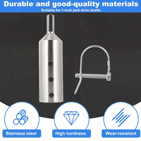 Heavy Duty Trailer Jack Drill Adapter For 1 Inch Drive Shaft Badass Stainless Steel Cordless Drill Conversion Kit with socket.