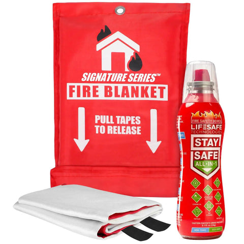 StaySafe All-In-One Portable Fire Extinguisher With Signature Fire Blanket, Compact Emergency Spray for home fire response