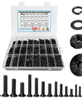 3360Pcs M2 M3 M4 M5 Screws Set With Countersunk Hex Socket Head Cap Screws Nuts Flat Washers And Lock Washers 12.9 Grade Alloy Steel