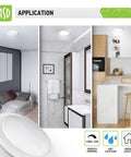 Low Profile 9.5 Inch LED Disk Light Kit, Dimmable 20W in living room, bathroom, and kitchen setups, ETL Listed