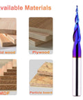 Blue-purple 1/4 in shank router bit, ball-nose carbide, beside solid wood, plywood, MDF and particle board
