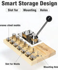Heavy Duty Ring Bending Kit For Jewelry Making With Chrome Steel Molds Wooden Base 0.47 To 0.87 Inch Sizes And 45/90 Degree Posts