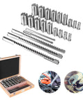 Pro Grade Keyway Broach Kit 30 Pc Set With 5 Broaches, 18 Bushings, 7 Shims For Metalworking Manufacturing, Precision Imperial Keyway Sizes B 1/8, B 3/16, C 1/4, C 3/8, C 5/16 For Fast Accurate Slotting in open case