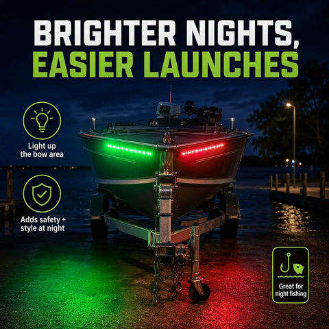 Bow Navigation Lights For Boats Adhesive Install No Drilling Marine Night Fishing Light With Germany 5050 LED Chips