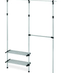 Heavy Duty 2 Shelf 2 Rod Closet System For Clothes Shoes And Accessories Adjustable Space Saving Organizer With Durable Silver Epoxy Frame