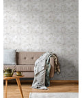 White Tin Tile Metallic Peel And Stick Wallpaper Easy Install DIY Friendly Repositionable And Removable No Mess Accent Wall Decor 20.5 Inch Wide By 16.5 Feet Long Covers About 28.2 Sq Ft on living room wall with couch and table