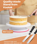 Person using 11 inch rotating cake turntable from 700-Piece Cake Decorating Kit With Springform Pans, Cake Turntable, Piping Tips.