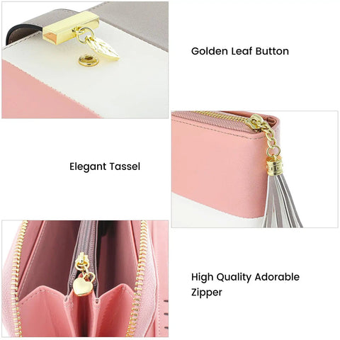 RFID Blocking Large Capacity Womens Bifold Wallet With ID Window Zipper Coin Pocket Dope Ice Cream Design Vegan PU Leather Card Holder