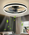 Modern Dimmable Ceiling Fan With Light And Remote Control, MuteLED Quiet, 6 Speeds, Reversible, 60W Black Ceiling Fan For Bedroom