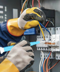 Five Piece Ceramic Insulated Screwdriver Set For Precision Electronics Repair And Watchmaking Includes Anti Static Slotted Tools being used in a circuit box.