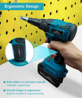 BOQNZN Cordless Rivet Gun Kit With Dual Rechargeable Batteries And Fast Charger For Auto Body Repair Metal Sheet Work One Click Electric Power Tool Easy On The Hands Heavy Duty Performance designed to grip securely while fastening rivets.