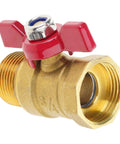 Dang Sturdy Three Quarter Inch Threaded Brass Ball Valve With Snappy Red Butterfly Handle For Zero Hassle Shut Off No Nonsense Rust Resistant Plumbing Fitting Built To Perform Flawlessly showing threaded design and durable red handle.