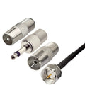 Connectors for Indoor FM Dipole Antenna For Stereo Receivers And Home Theater Systems, 75 Ohm Unbalanced With Universal Connector