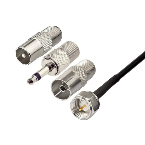 Connectors for Indoor FM Dipole Antenna For Stereo Receivers And Home Theater Systems, 75 Ohm Unbalanced With Universal Connector