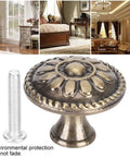 Retro Zinc Alloy Cabinet Pull Handles Set, 10 Pack, 17x10x9, Antique Brass Finish, with floral design and screw shown