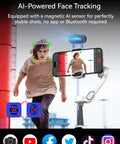 3 Axis Phone Gimbal With AI Tracking Sensor capturing person running, OLED screen shows live footage, ideal for vlogs and action shots