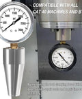 Spindle Drawbar Force Gauge For CNC Mills 0-3000 PSI Tester Tool, close-up on CAT 40 spindle gauge