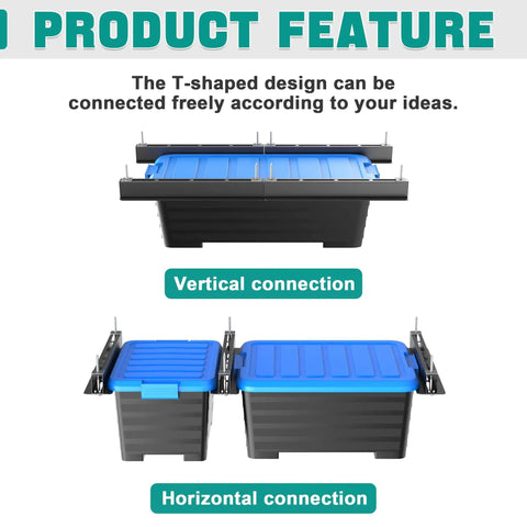 Heavy Duty Ceiling Storage Rack For Garage, Adjustable Overhead Bin System with vertical and horizontal connection options