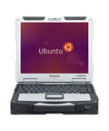 Built Like A Tank Rugged Laptop Toughbook CF 31 MK5 with open 13-inch screen displaying Ubuntu software.