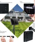 Step-by-step setup of Solar Rope Lights Outdoor 72 Feet 200 LED Waterproof Copper Wire Fairy Lights in a garden.