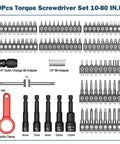 Torque Screwdriver Set 10 To 80 In Lb, 99 Piece Precision Kit With T Bar And 1/4 Inch Quick Change Adapter displayed