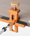 No Sweat Heavy Duty Adjustable Cabinet Door Installation Positioner With Drill Ready Aluminum Build for hinge alignment on wood.