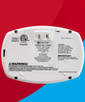 Back view of Plug-In Carbon Monoxide Detectors 3-Pack With Electrochemical Sensor CO600 White showing warnings and certifications.
