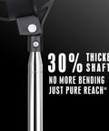 Close-up of Auto Lock Golf Ball Retriever with telescopic shaft and heavy-duty stainless steel build, focus on thicker shaft.