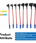 Tailgate Ready 8 Pack Car Fuse Tap Adapters For 12 Volt Electrical Systems, Mini Low Profile Micro with red wires and fuses