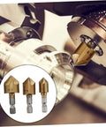 POPETPOP 3pc chamfering cutters with hex shanks, brass-colored HSS countersinks for woodworking