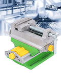 Ycauty Cross Slide Drill Vice Xy Multifunctional Compound Vise For Table Milling Machines with green base and yellow knobs.