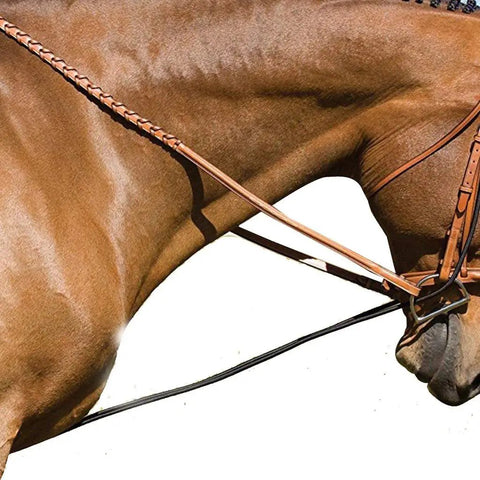 Elastic Horse Neck Stretcher Rope, Adjustable Poll Strap Training Aid For Groundwork shown in use during lunging