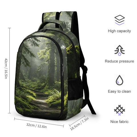 Fern Print Old Growth Forest Unisex Backpack With Large Capacity Built From Durable Polyester For Everyday Carry