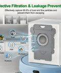 Diagram of 16 Pack Roomba Vacuum Bags For i Series And J Series S9 Plus Leak Proof Replacement Dirt Disposal Bags Compatible With i3 Plus.