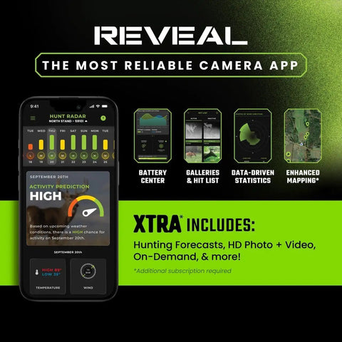 Legit Cellular Trail Camera Two Pack Delivering Serious Battery Life And Sharp Night Vision For Wildlife Scouting Plus Microfiber Cloth Straight Up Built For Hunters app interface showing hunt radar and statistics.