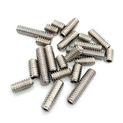 All Purpose 22Pcs Threaded Grub Screws Set 1/4-20 Inch Four Sizes Full Thread Cup Point 304 Stainless Steel Heavy Duty Hardware Kit