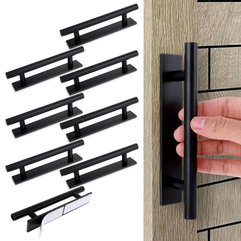 8 Pack Adhesive Cabinet Handles Self Stick Push Pull Helpers Black ABS Material No Drill Instant Installation